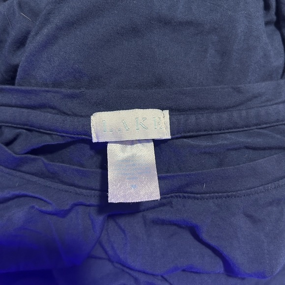 LAKE Women's Pajama Dress Size Medium Navy Blue Pima Long Sleeve Nightgown - Picture 11 of 12